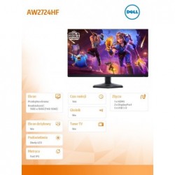 Monitor Alienware AW2724HF 27 cali LED 1920x1080/HDMI/DP/USB/3Y Monitor Alienware AW2724HF 27 cali LED 1920x1080/HDMI/DP/USB/3Y