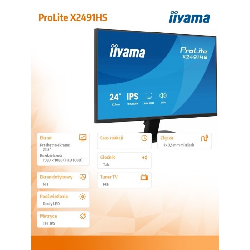 Monitor 23.8 cala X2491HS-B1  IPS,HDMI,DP,1ms,350cd, 1500:1,120Hz,2x2W