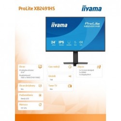 Monitor 23.8 cala XB2491HS-B1  IPS,HDMI,DP,1ms,350cd, 1500:1,120Hz,2x2W,HAS150 (PIVOT)