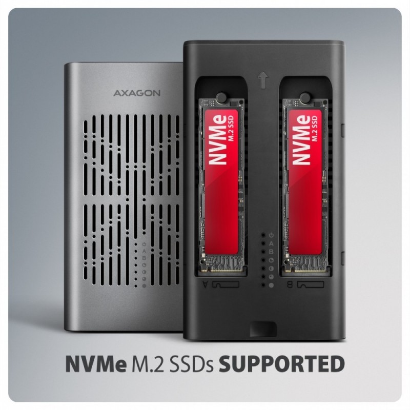 EEM2-20GD Obudowa zewnętrzna aluminiowa USB-C 3.2 Gen2x2, Dual NVMe M.2 SSD 20gbps, Clone Master