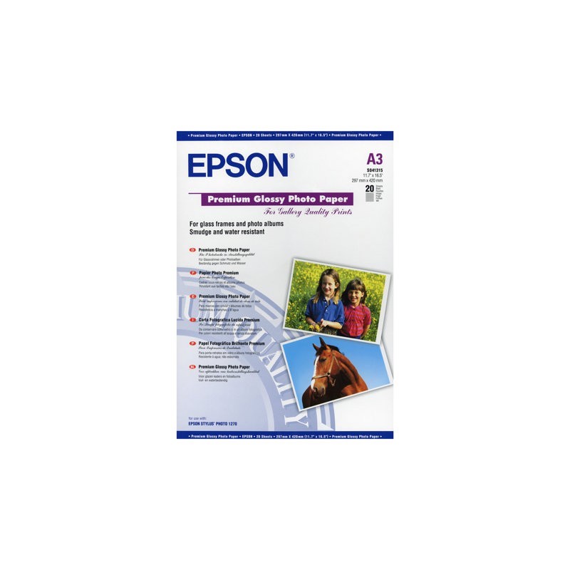 EPSON C13S041315 Papier Epson Premium Glossy photo 255g A3 20ark