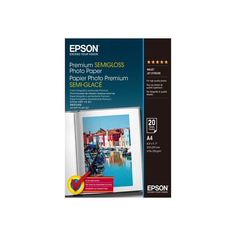 EPSON C13S041332 Papier Epson Premium Semigloss photo 251g A4 20ark