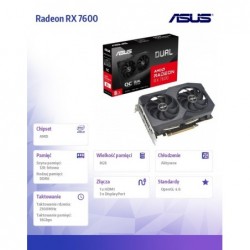 Karta graficzna Radeon RX 7600 V2 Dual OC 8GB GDDR6 128bit 3DP/HDMI Karta graficzna Radeon RX 7600 V2 Dual OC 8GB GDDR6 128bit 3DP/HDMI