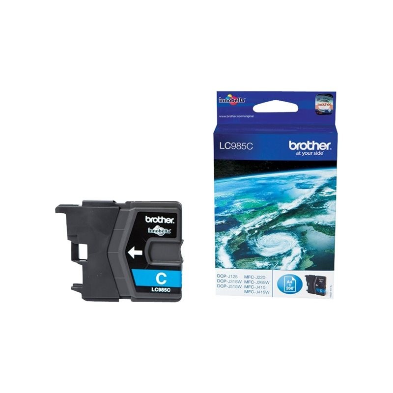 BROTHER LC985C Tusz Brother LC985C cyan 260str DCPJ125 / J315w / J515w / J220 / J265w