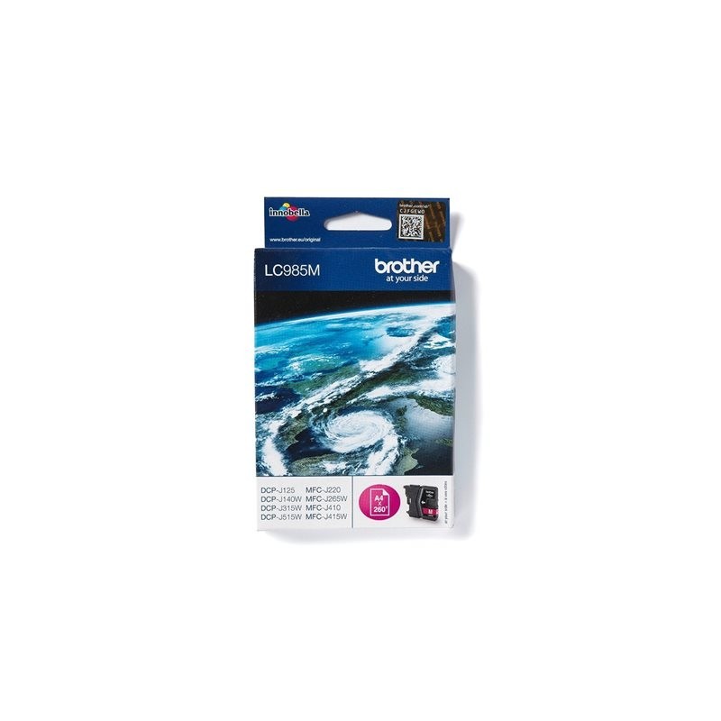 BROTHER LC985M Tusz Brother LC985M magenta 260str DCPJ125 / J315w / J515w / J220 / J265w