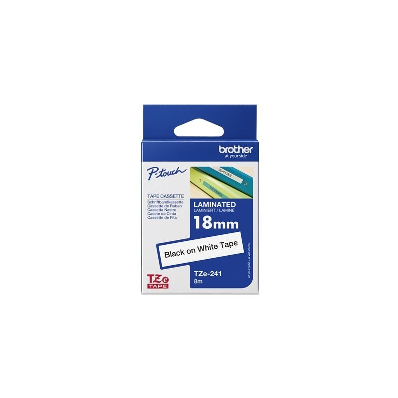 BROTHER TZE241 Brother TZE241 Banda laminata 18 mm BLACK ON WHITE