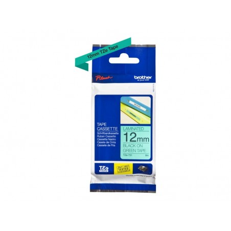 BROTHER TZe731 Taśma Brother 12mm BLACK ON GREEN