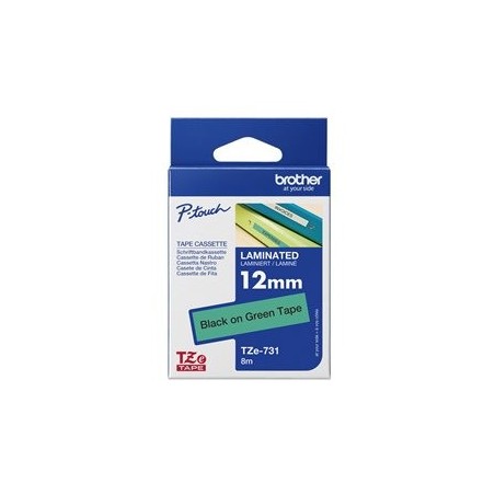 BROTHER TZe731 Taśma Brother 12mm BLACK ON GREEN