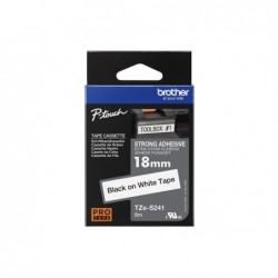 BROTHER TZES241 Tape Brother 18mm BLACK ON WHITE ADHESIVE TAPE