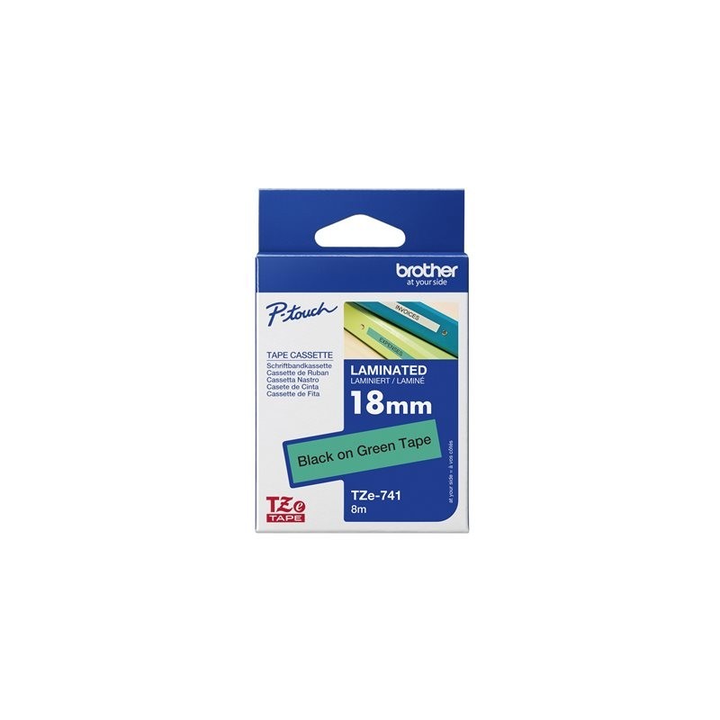 BROTHER TZe741 Taśma Brother 18mm BLACK ON GREEN