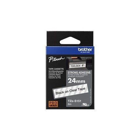BROTHER TZES151 Taśma Brother 24mm BLACK ON CLEAR ADHESIVE TAPE