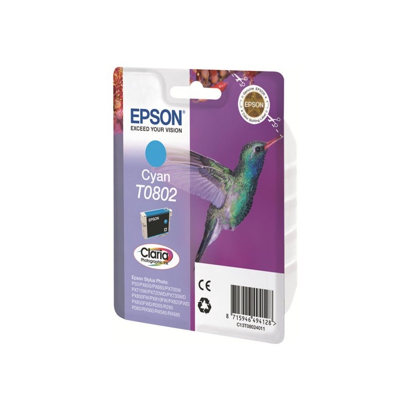 EPSON C13T08024011 Tusz Epson T0802 cyan Stylus photo R265/285/360,RX560/585/685