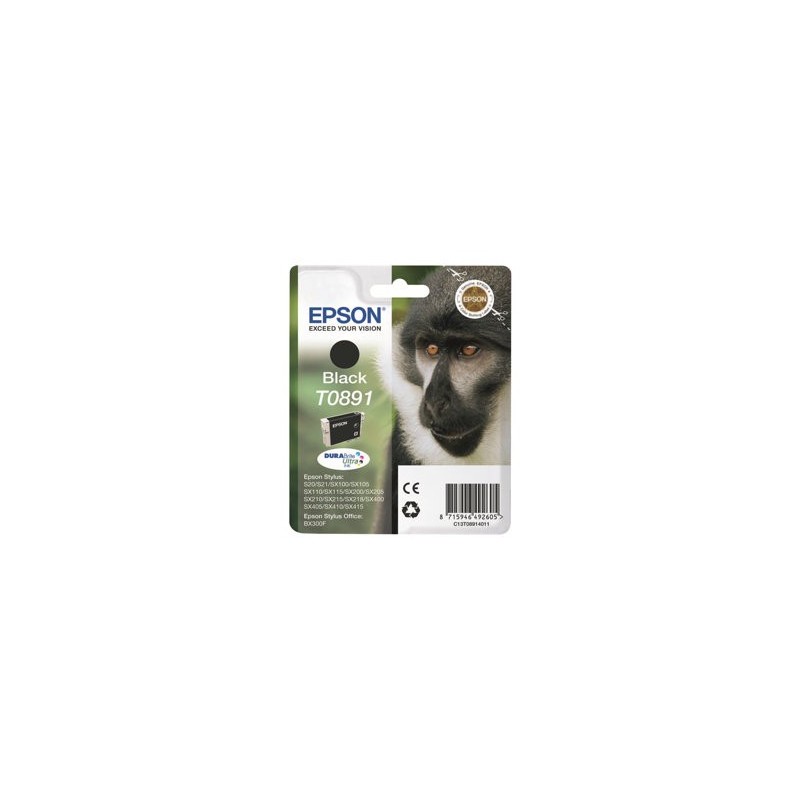 EPSON C13T08914011 Tusz Epson T0891 black DURABrite 5.8ml Stylus S20/SX100/SX105/SX200/SX205...