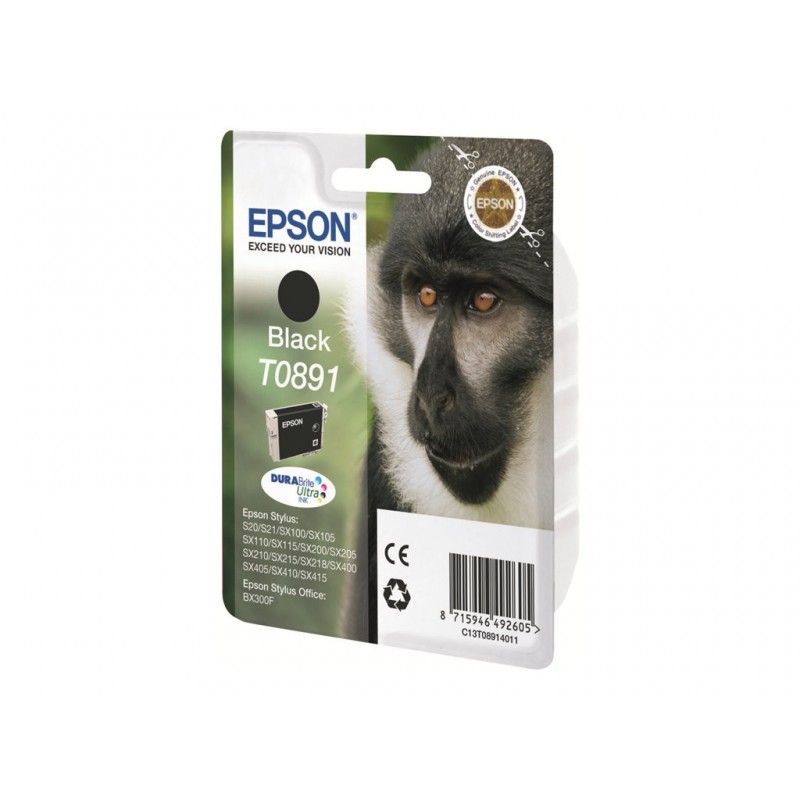 EPSON C13T08914011 Tusz Epson T0891 black DURABrite 5.8ml Stylus S20/SX100/SX105/SX200/SX205...