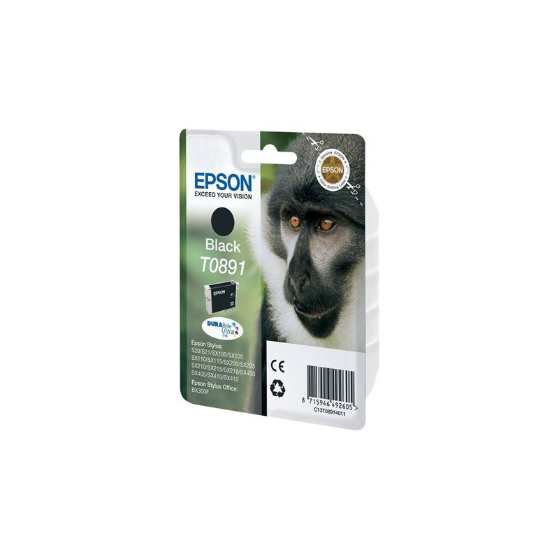 EPSON C13T08914011 Tusz Epson T0891 black DURABrite 5.8ml Stylus S20/SX100/SX105/SX200/SX205...