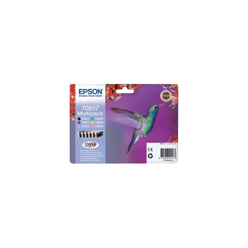 EPSON C13T08074011 Zestaw Epson T0807 C/M/Y/K/LC/LM MultiPack CLARIA Stylus photo R265/285/360...