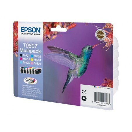 EPSON C13T08074011 Zestaw Epson T0807 C/M/Y/K/LC/LM MultiPack CLARIA Stylus photo R265/285/360...