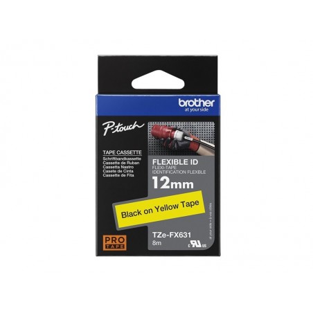 BROTHER TZEFX631 Taśma Brother 12mm BLACK ON YELLOW FLEXIBLE ID