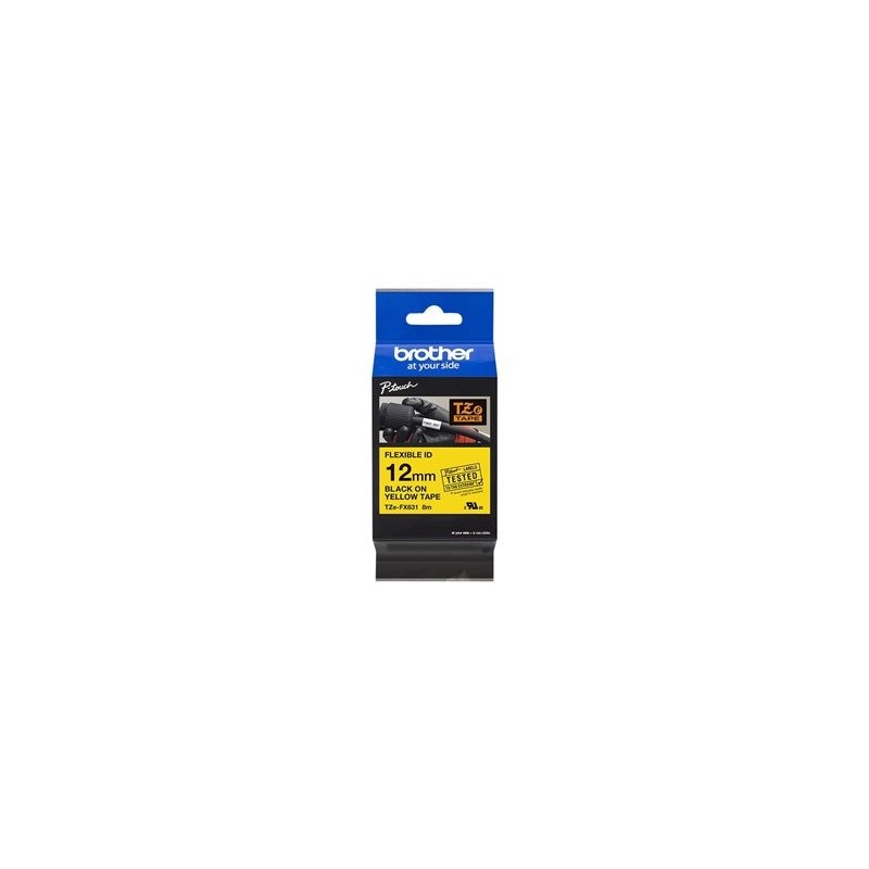 BROTHER TZEFX631 Taśma Brother 12mm BLACK ON YELLOW FLEXIBLE ID