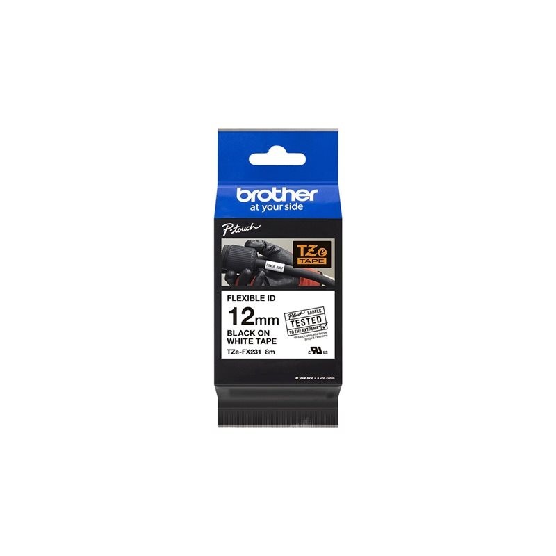 BROTHER TZEFX231 Taśma Brother 12mm BLACK ON WHITE FLEXIBLE ID