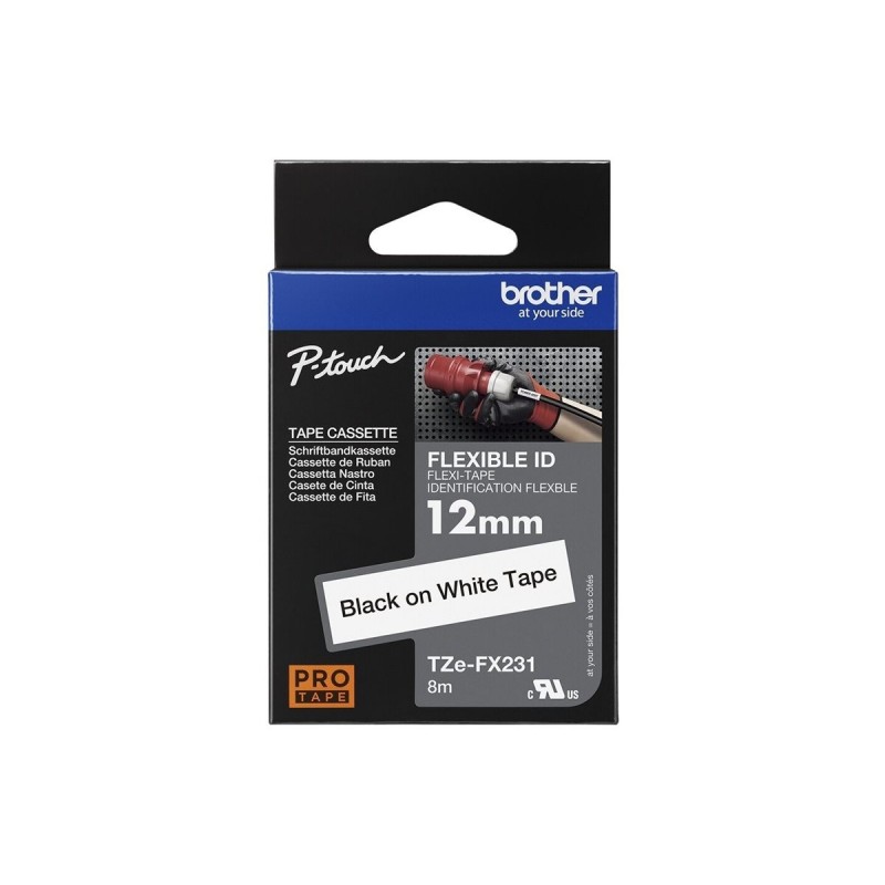 BROTHER TZEFX231 Taśma Brother 12mm BLACK ON WHITE FLEXIBLE ID