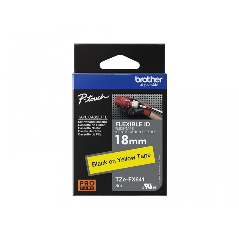 BROTHER TZEFX641 Taśma Brother 18mm BLACK ON YELLOW FLEXIBLE ID