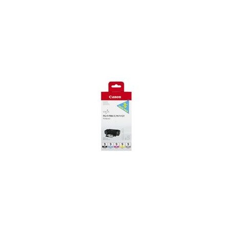CANON 1LB PGI-9 PBK C M Y GY ink cartridge black and four colour standard capacity combopack blister with alarm