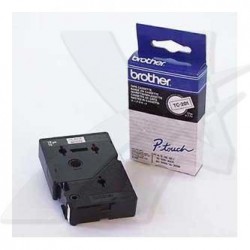 Brother oryginalny taśma do drukarek etykiet, Brother, TC-201, czarny druk/biały podkład, laminowane, 7.7m, 12mm