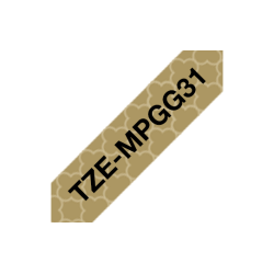 Taśma Brother 12mm Czarny na Złotym geometrycznym wzorze