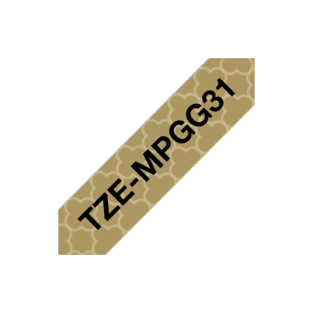 Taśma Brother 12mm Czarny na Złotym geometrycznym wzorze