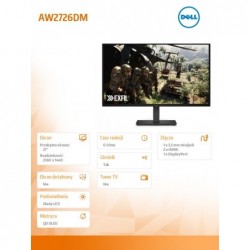 Monitor gamingowy Alienware AW2726DM 27 cali IPS QHD/16:9/DP/HDMI/3Y