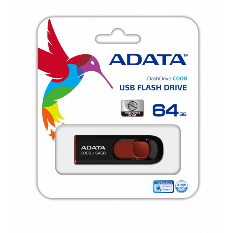 Pendrive Dashdrive C008 64GB USB Czarno-czerwony