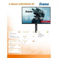Monitor 27 cali GCB2784HSU-B1 FHD, 0.7ms, VA, 1500R, 240Hz, 2xHDMI, DP, 2xUSB, FreeSync Premium -1920x1080 (48-240Hz), HDR10, 2x