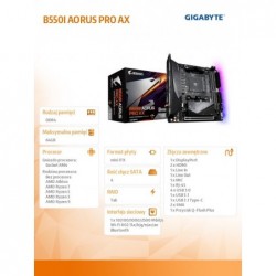 Płyta główna B550I AORUS PRO AX AM4 2DDR4 HDMI/DP mITX Płyta główna B550I AORUS PRO AX AM4 2DDR4 HDMI/DP mITX