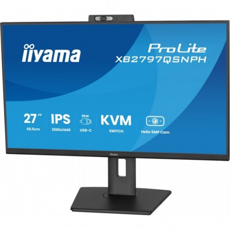Monitor 27 cali Prolite XB2797QSNPH-B1,IPS,QHD,CAM,MIC,HDMI, DP, 4xUSB,75Hz, USB-C DOCK  96W, RJ45,KVM, 2x2W, 5MP WINDOWS HELLO,