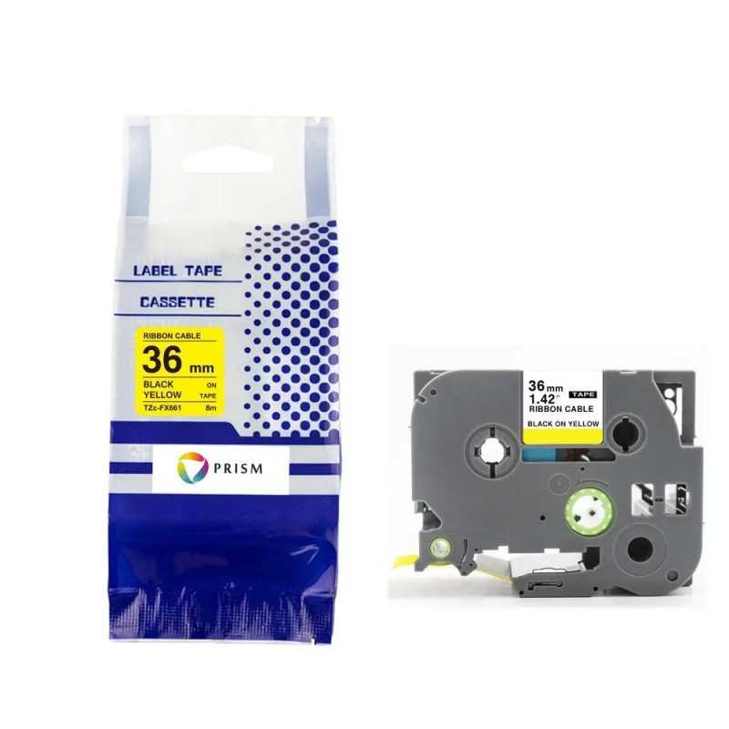 PRISM Brother taśma TZe-FX661 36mm x 8m czarny na żółtym zamiennik