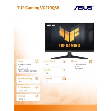 Monitor 27 cali VG279Q3A Full HD(1920x1080), 180Hz, Fast IPS, Monitor 27 cali VG279Q3A Full HD(1920x1080), 180Hz, Fast IPS,