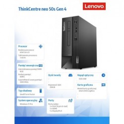 Komputer ThinkCentre Neo 50s G4 SFF 12JF001XPB W11Pro i3-13100/8GB/256GB/INT/DVD/3YRS OS 