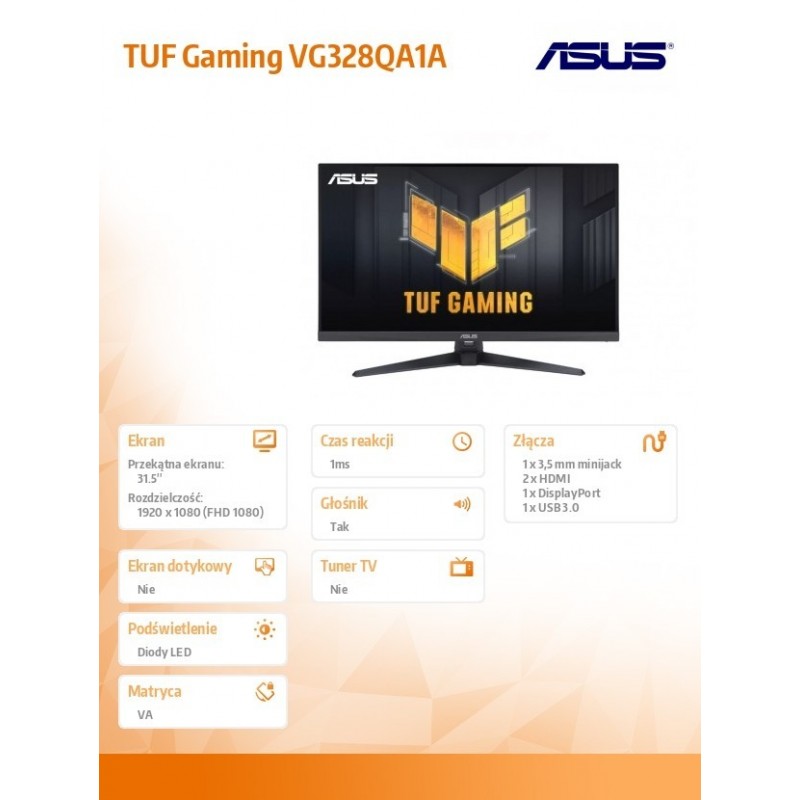 Monitor TUF Gaming VG328QA1A 32 cale Monitor TUF Gaming VG328QA1A 32 cale