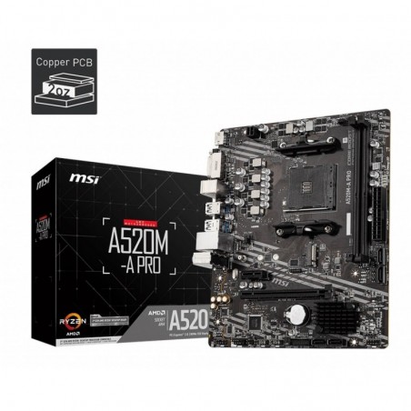Płyta główna A520M-A PRO AM4 2DDR4 DVI/HDMI USB 3.2 mATX Płyta główna A520M-A PRO AM4 2DDR4 DVI/HDMI USB 3.2 mATX