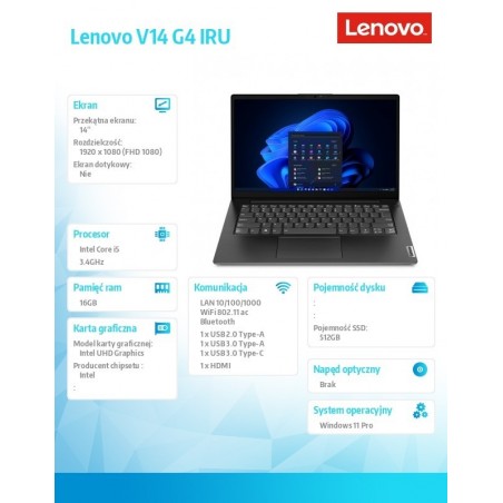 Laptop V14 G4 83A00070PB W11Pro i5-13420H/16GB/512GB/INT/14.0 FHD/Business Black/3YRS OS Laptop V14 G4 83A00070PB W11Pro i5-13420H/16GB/512GB/INT/14.0 FHD/Business Black/3YRS OS