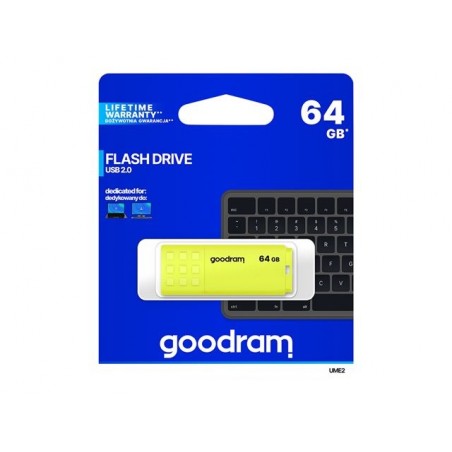 Pendrive UME2 64GB USB 2.0 Żółty Pendrive UME2 64GB USB 2.0 Żółty