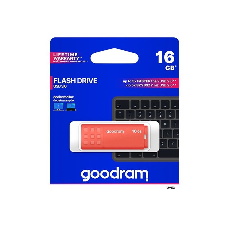 Pendrive UME3 16GB USB 3.0 Pomarańczowy