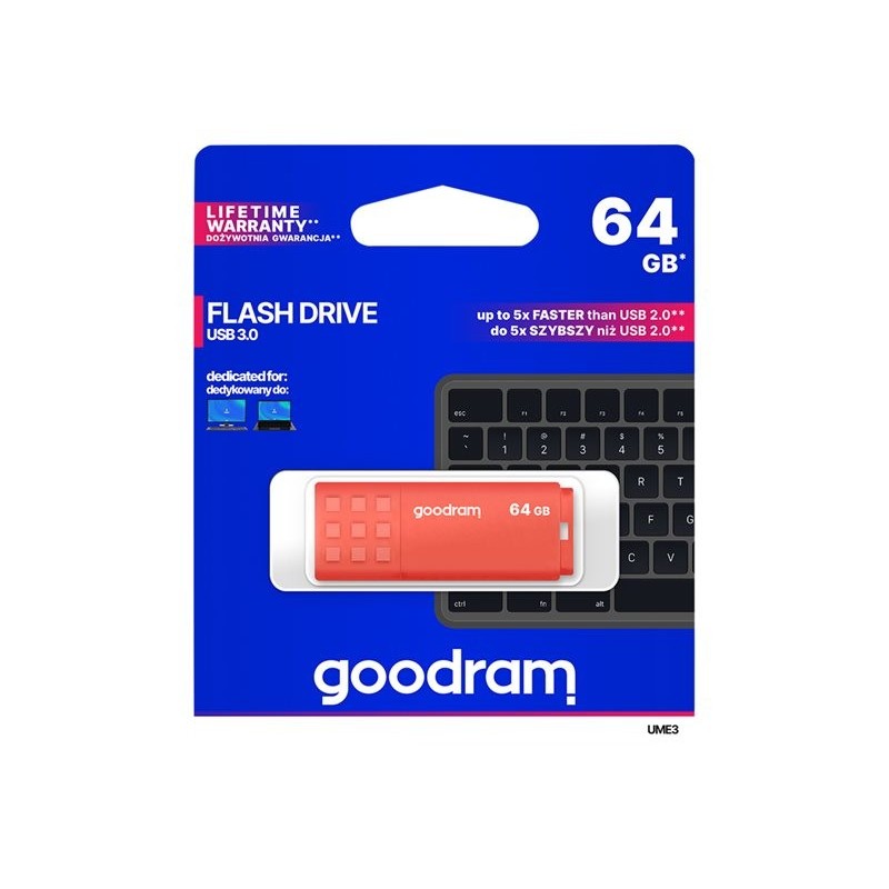 Pendrive UME3 64GB USB 3.0 Pomarańczowy