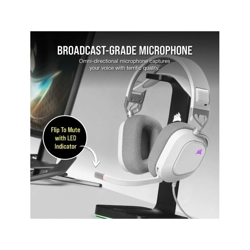 Słuchawki HS80 RGB USB Wired White  Słuchawki HS80 RGB USB Wired White