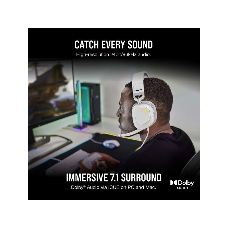 Słuchawki HS80 RGB USB Wired White  Słuchawki HS80 RGB USB Wired White