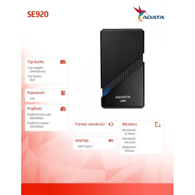 Dysk SSD External SE920 2TB USB4C 3800/3700 MB/s czarny Dysk SSD External SE920 2TB USB4C 3800/3700 MB/s czarny