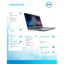 Notebook Latitude 5440 Win11Pro i5-1345U/16GB/512GB SSD/14.0 FHD/Integrated/FgrPr & SmtCd/FHD/IR Cam/Mic/WLAN + BT/Backlit Kb/3 Notebook Latitude 5440 Win11Pro i5-1345U/16GB/512GB SSD/14.0 FHD/Integrated/FgrPr & SmtCd/FHD/IR Cam/Mic/WLAN + BT/Backlit Kb/3
