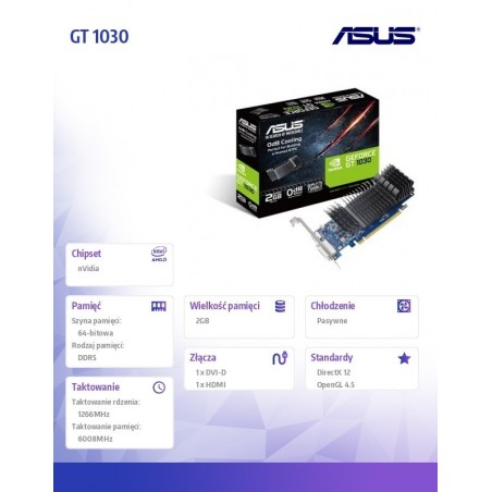 Karta graficzna GeForce GT 1030 2GB GDDR5 64BIT HDMI/DVI Karta graficzna GeForce GT 1030 2GB GDDR5 64BIT HDMI/DVI