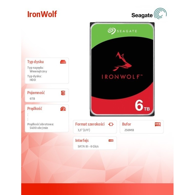 Dysk IronWolf 6TB 3,5 256MB ST6000VN006 Dysk IronWolf 6TB 3,5 256MB ST6000VN006